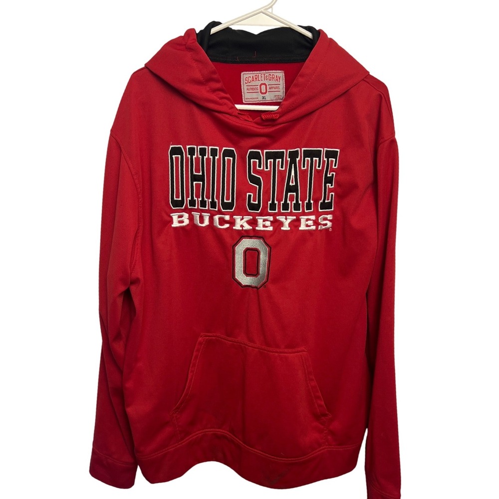 Scarlet & Gray Ohio State Buckeyes Red Embroidered Hoodie Mens XL Polyester